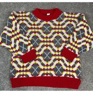Made in American Medium Vintage Chunky long Sleeve Sweater Geometric Pattern‎